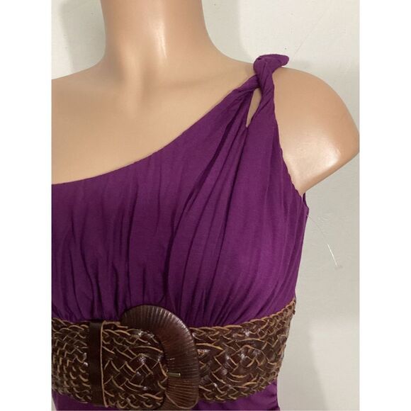 New. SKY purple Grecian style dress with leather. Normally $224. Medium - Picture 8 of 9